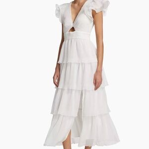 ASTR the Label - White Emporia Tiered Tulle Midi Dress - Medium